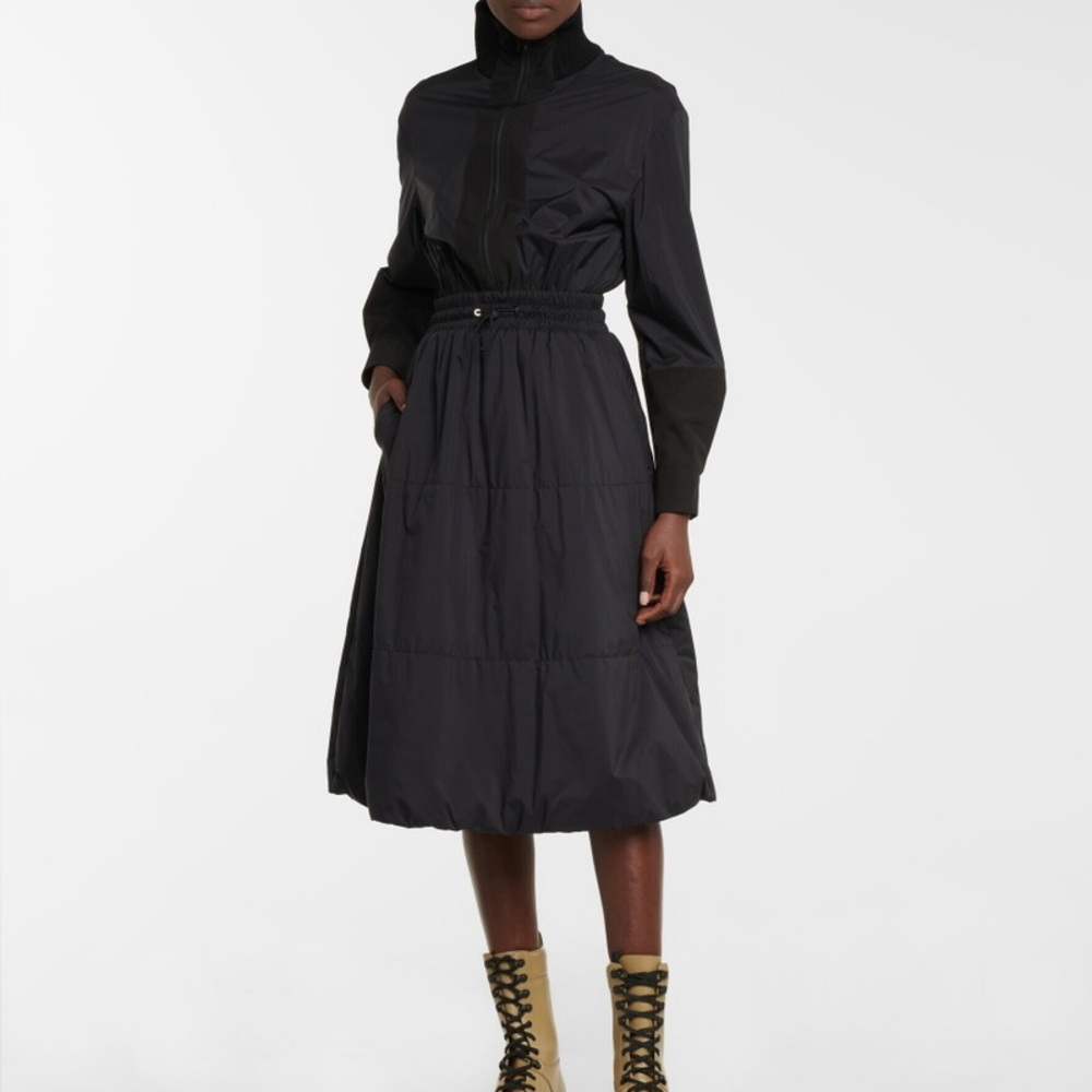 Moncler Black Long-Sleeve Midi Dress
